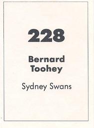1990 Select AFL Stickers #228 Bernard Toohey Back